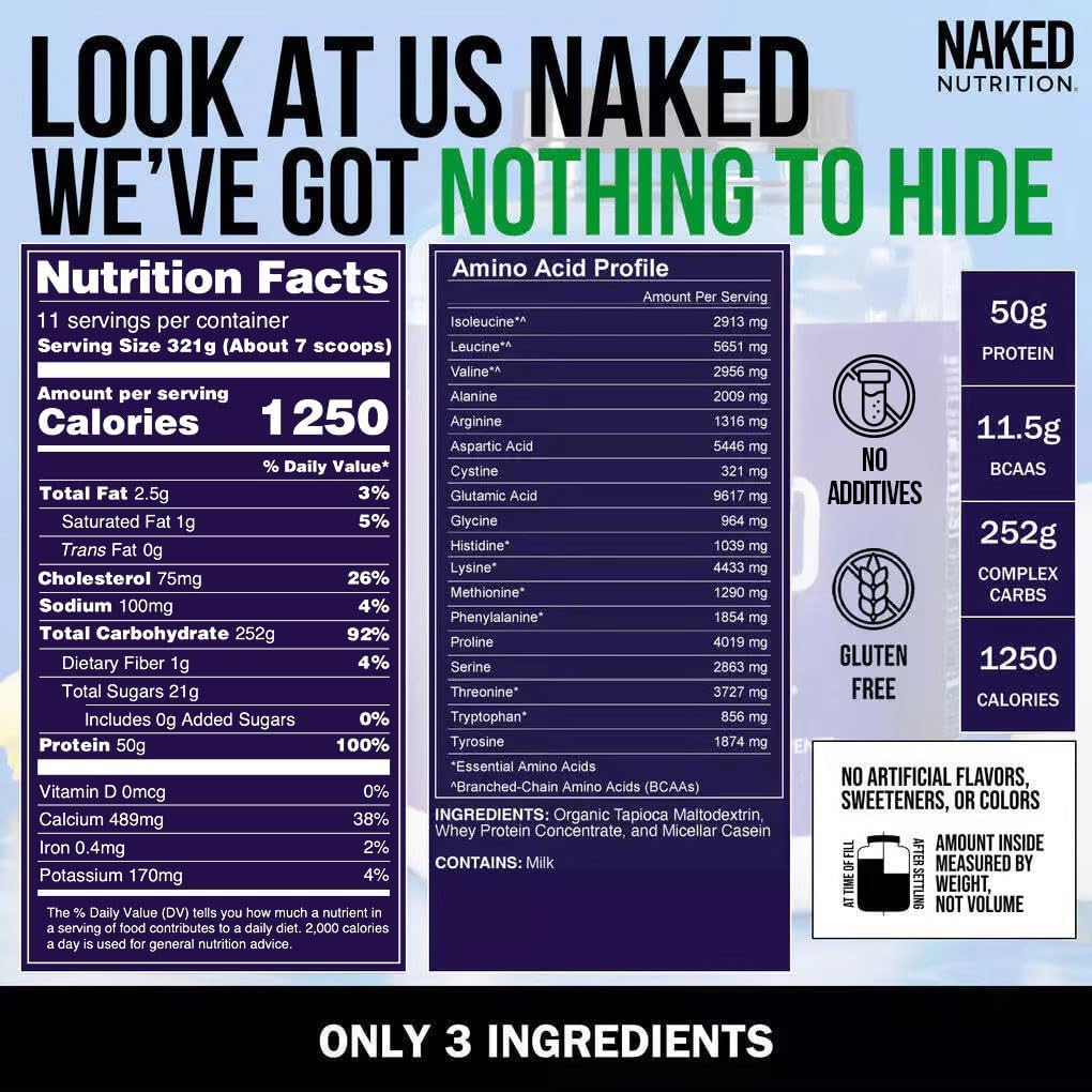 NAKED Mass carbohidratos de tapioca para energía estable