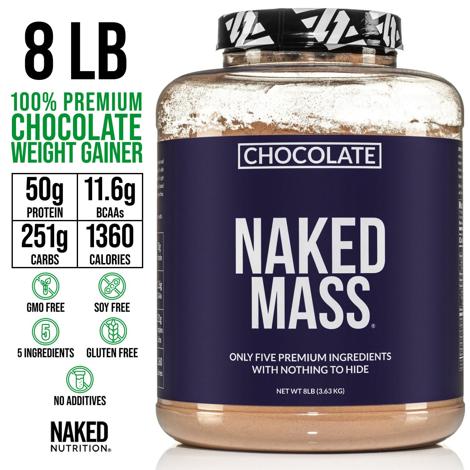 NAKED Mass Gainer envase de 8 lb para plan de ganancia de peso