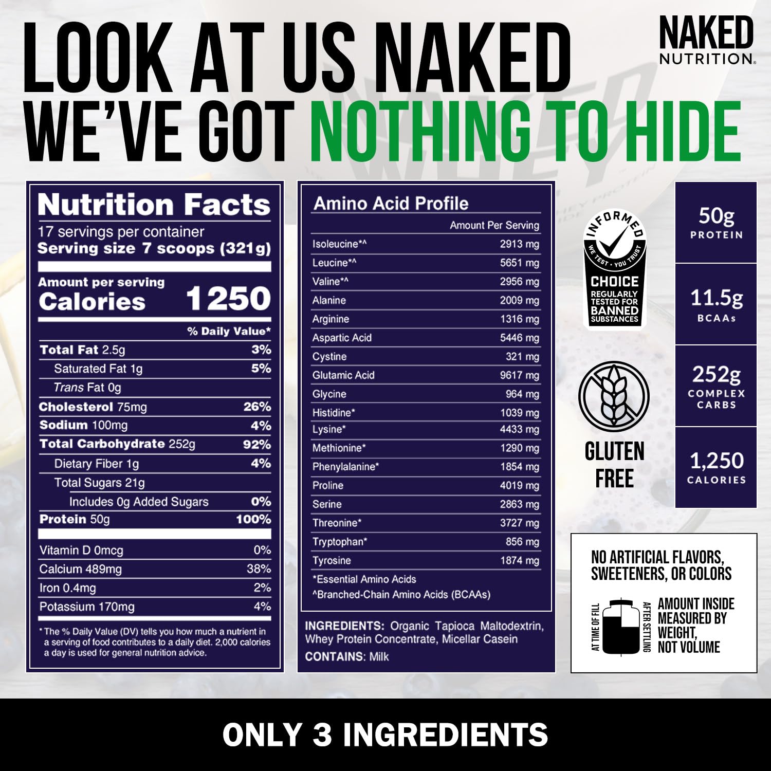 NAKED Mass: ideal para batidos y recetas caseras de alto contenido calórico
