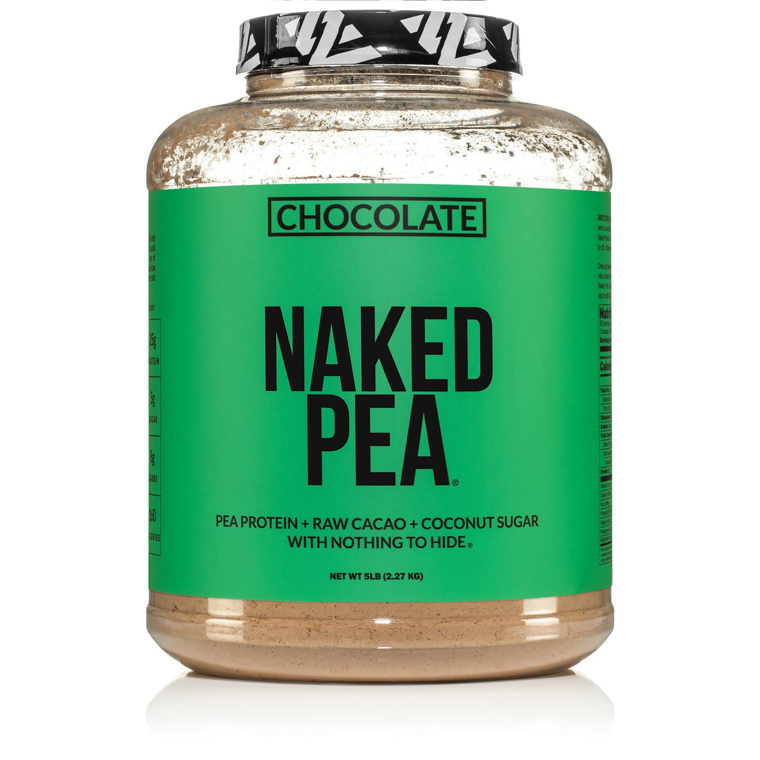 NAKED Proteína de guisante al chocolate en pote, ideal para comenzar el día