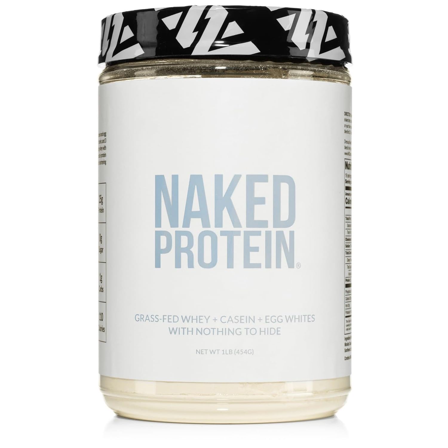 NAKED mezcla de proteína envase frontal, presentación limpia y sin aditivos