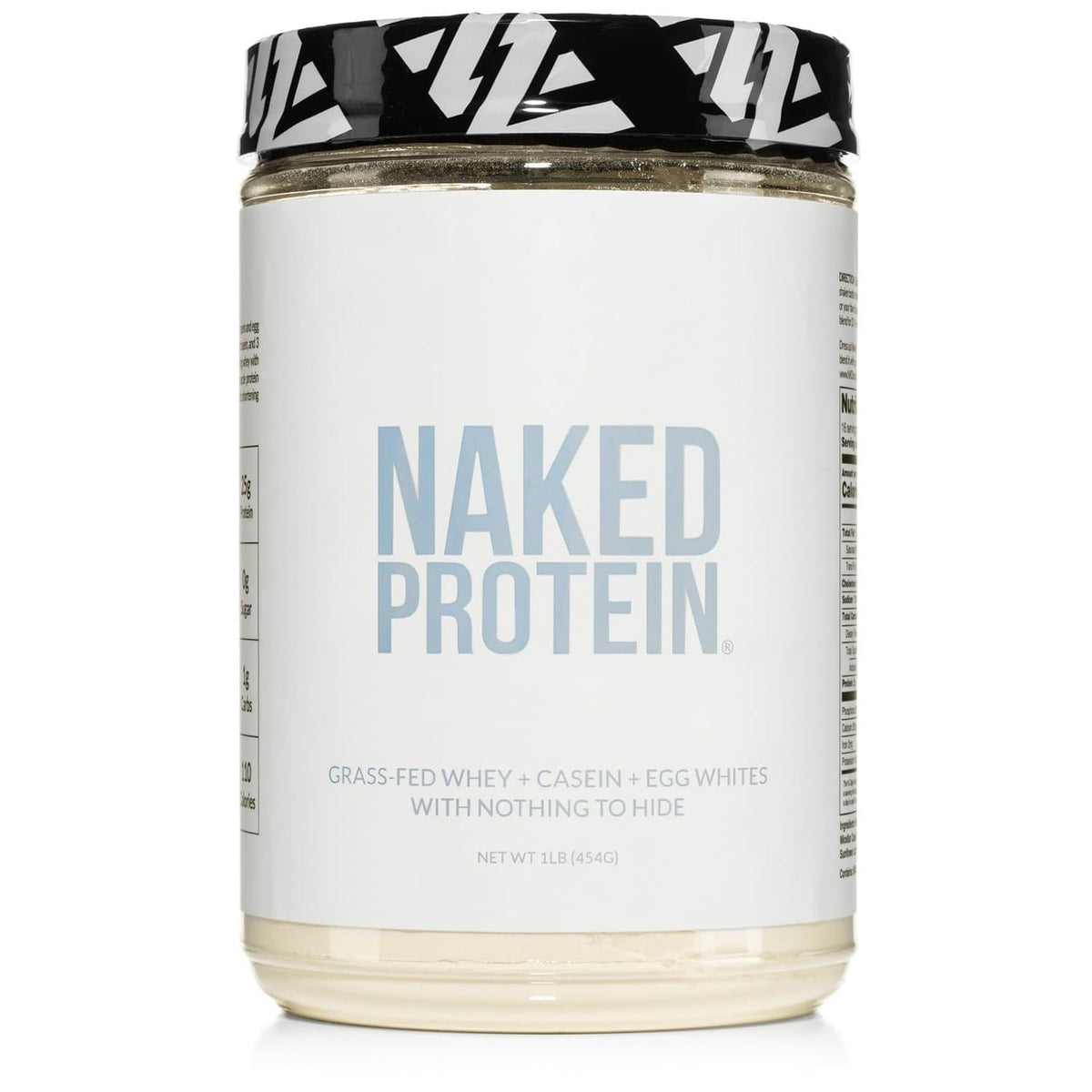 NAKED mezcla de proteína envase frontal, presentación limpia y sin aditivos