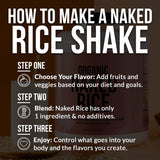NAKED proteina arroz organico preparacion en vaso, lista para batir