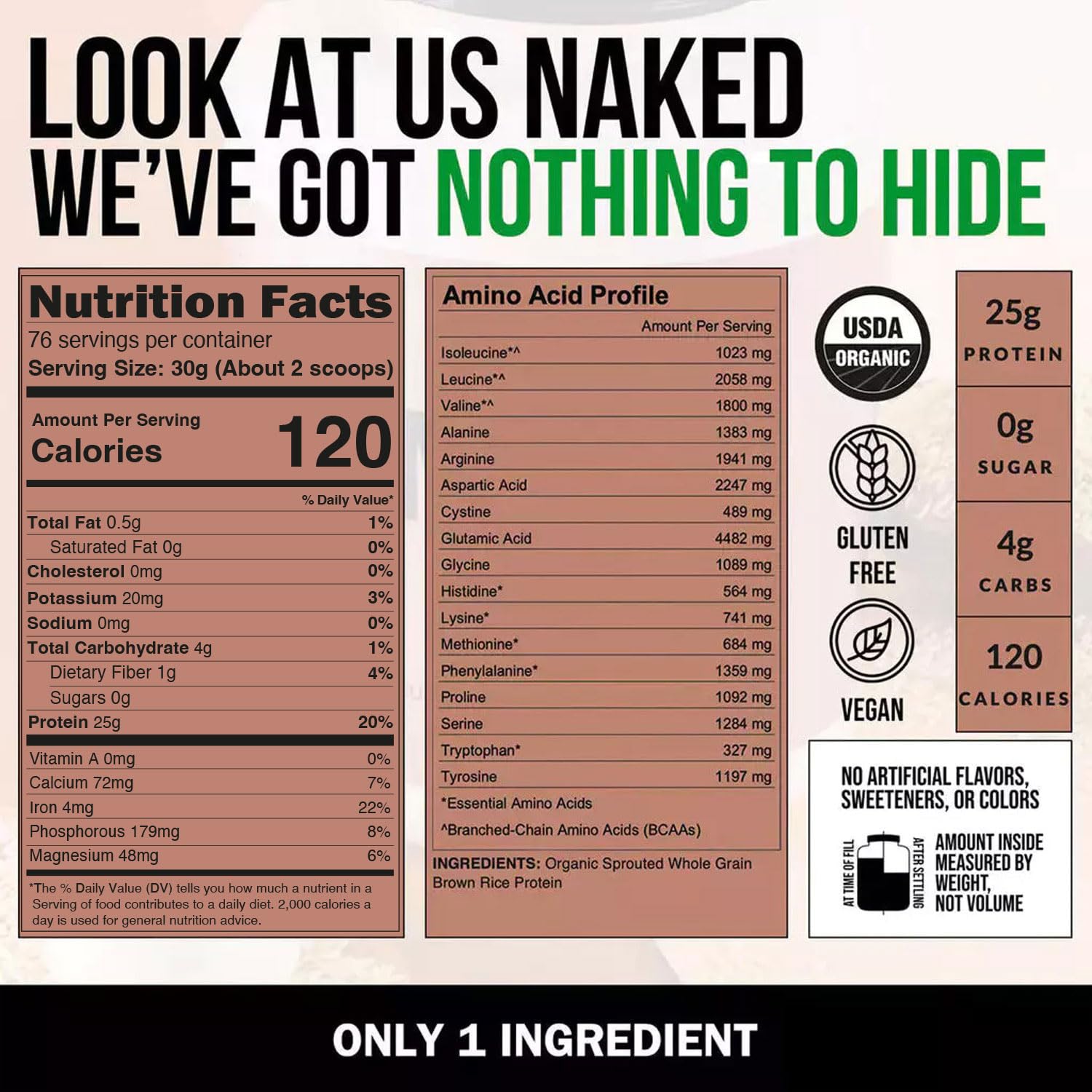 NAKED proteina arroz organico taza medidora, medición rápida para batidos