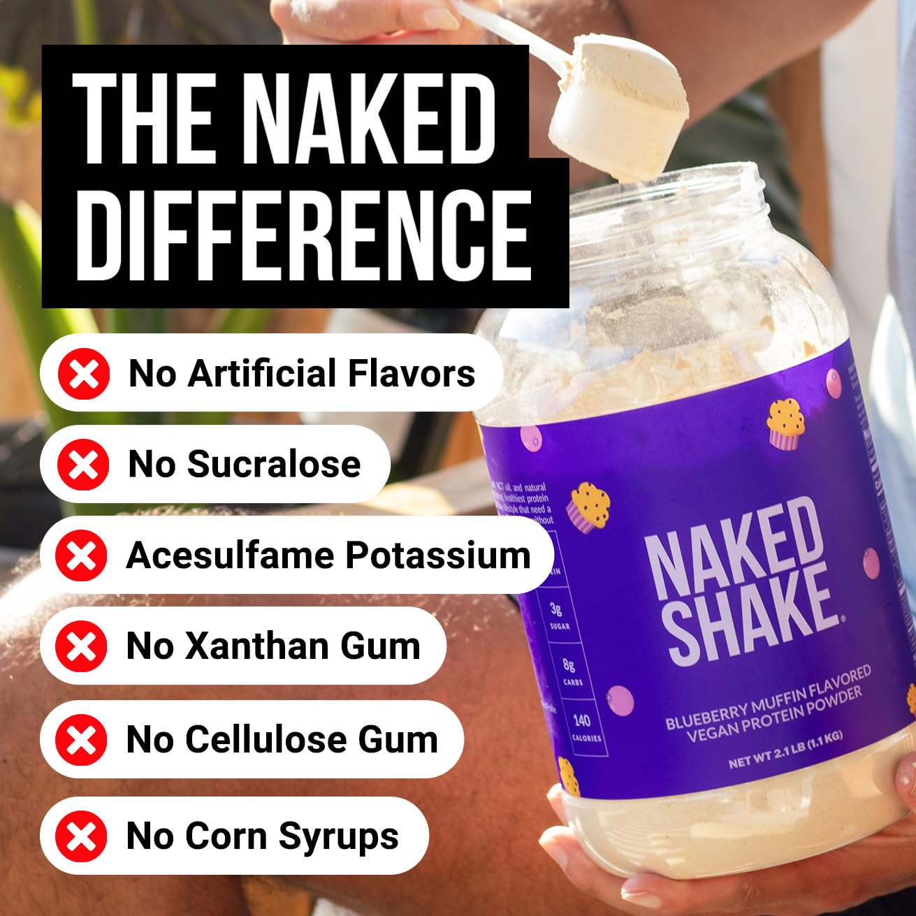 Naked Shake: batido arandano muffin, listo para beber en segundos.