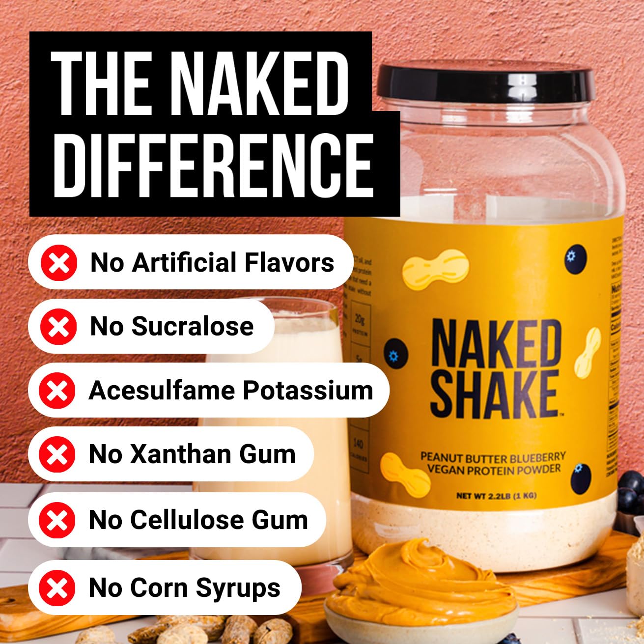 NAKED Shake mezcla en vaso con agua, batido rápido para días ocupados