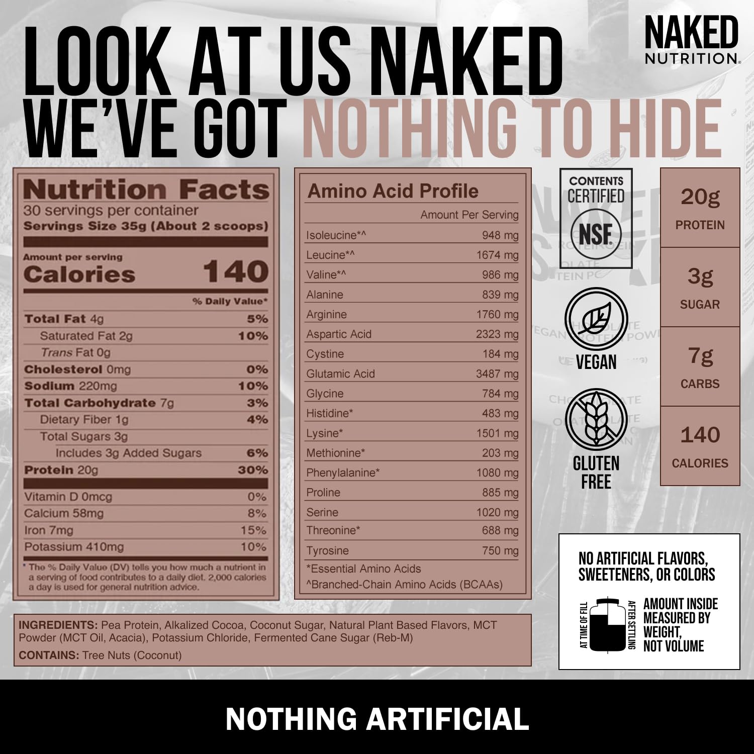 Naked Shake proteína de guisante amarillo de EE. UU. y Canadá para aminoácidos