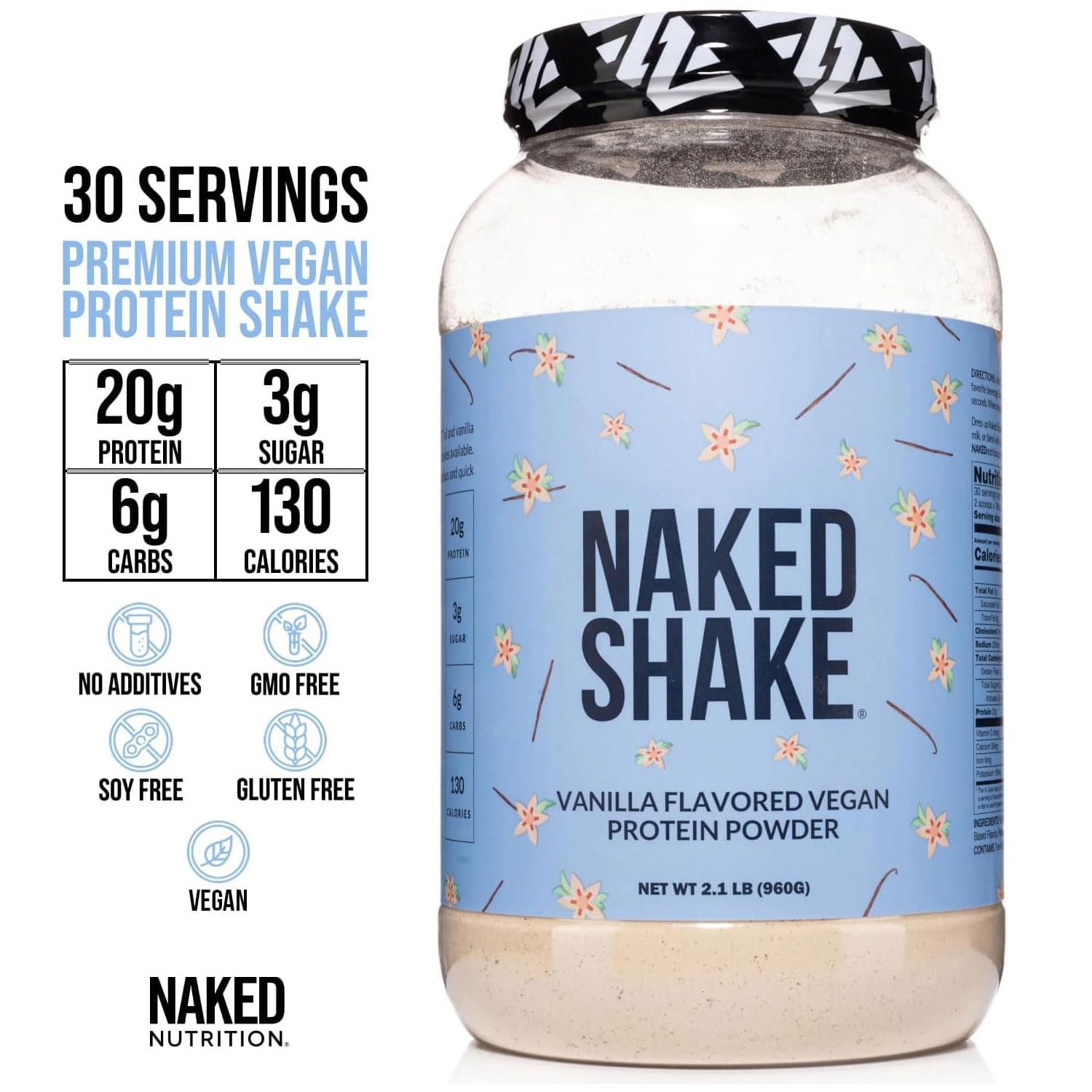 NAKED Shake Vanilla, mezcla en polvo lista para preparar batido.