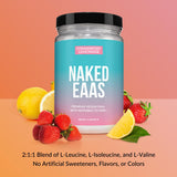 NAKED Strawberry Lemonade EAAs etiqueta nutricional, información de dosis