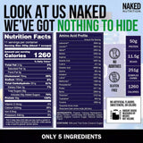 NAKED Vanilla Mass: etiqueta nutricional destacando calorías por porción.