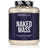 NAKED Vanilla Mass, frente del envase, apoyo a la ganancia de peso con proteína limpia.