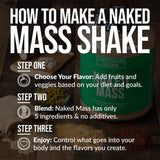 NAKED Vegan Mass, uso diario para apoyar metas de peso saludable.