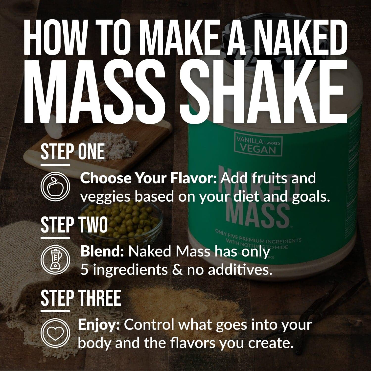 NAKED Vegan Mass con plátano para desayuno nutritivo y rápido