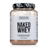 NAKED Whey Chocolate en pote, color cacao, ideal para batidos proteicos.