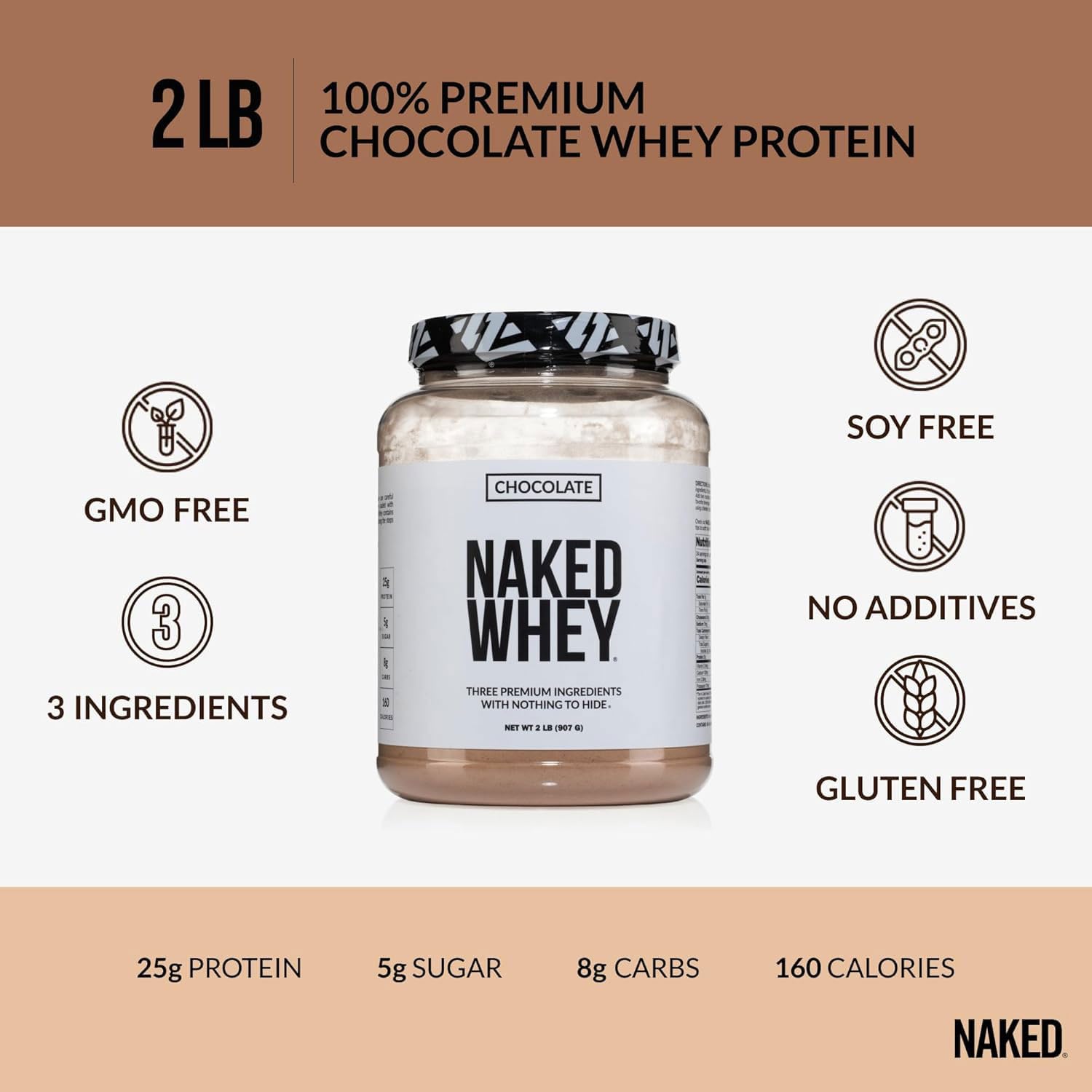 NAKED Whey Chocolate en taza, bebida suave para un snack proteico diario.
