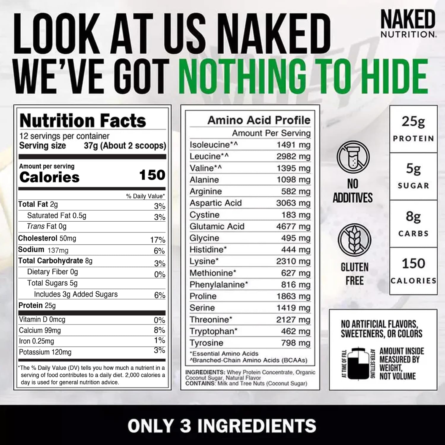 NAKED Proteína de Suero Vainilla: origen Idaho y California para proteína natural