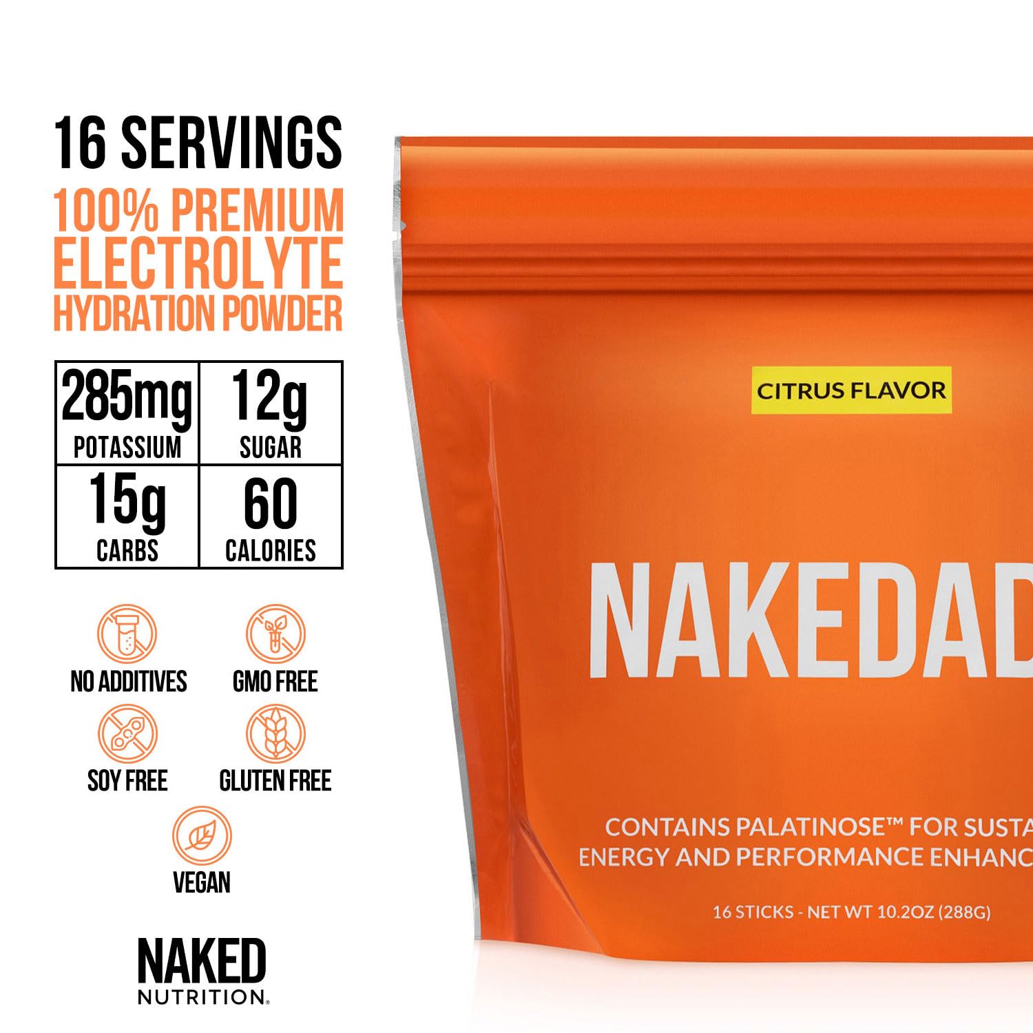 Nakedade Citrus, etiqueta nutricional que destaca carbohidratos inteligentes y electrolitos