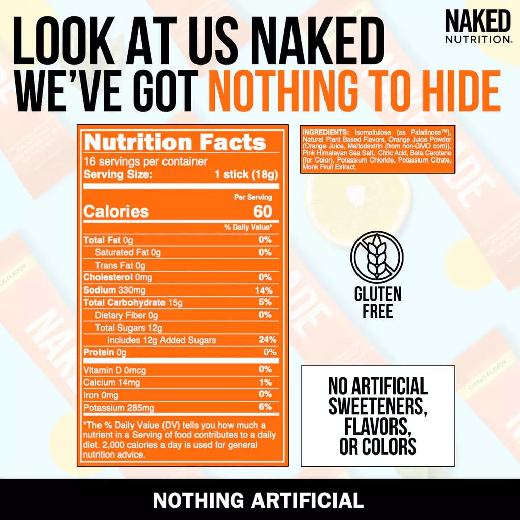 Nakedade Citrus, mezcla fácil en agua, ideal para entrenos al aire libre