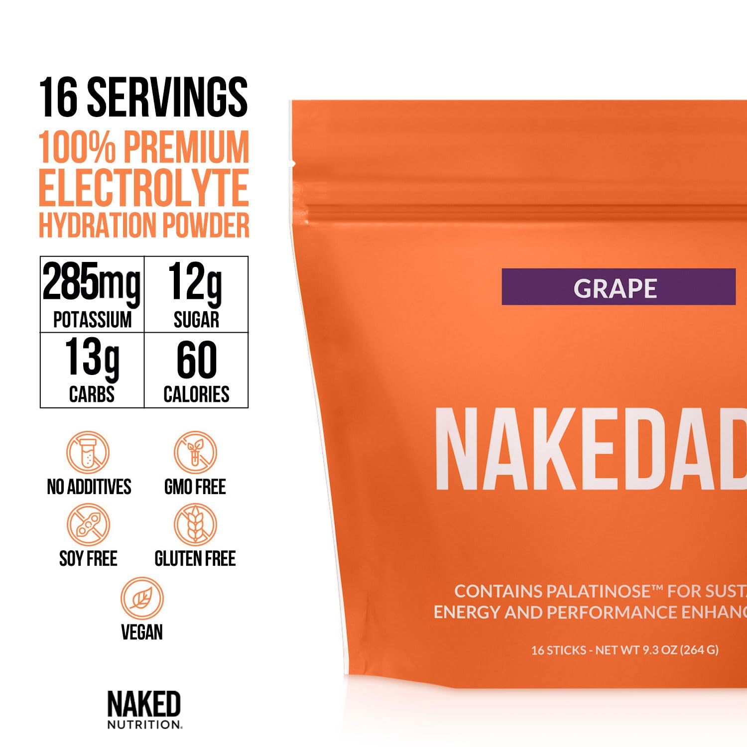 Nakedade Grape: mezcla en agua, energía sostenida sin picos de azúcar.