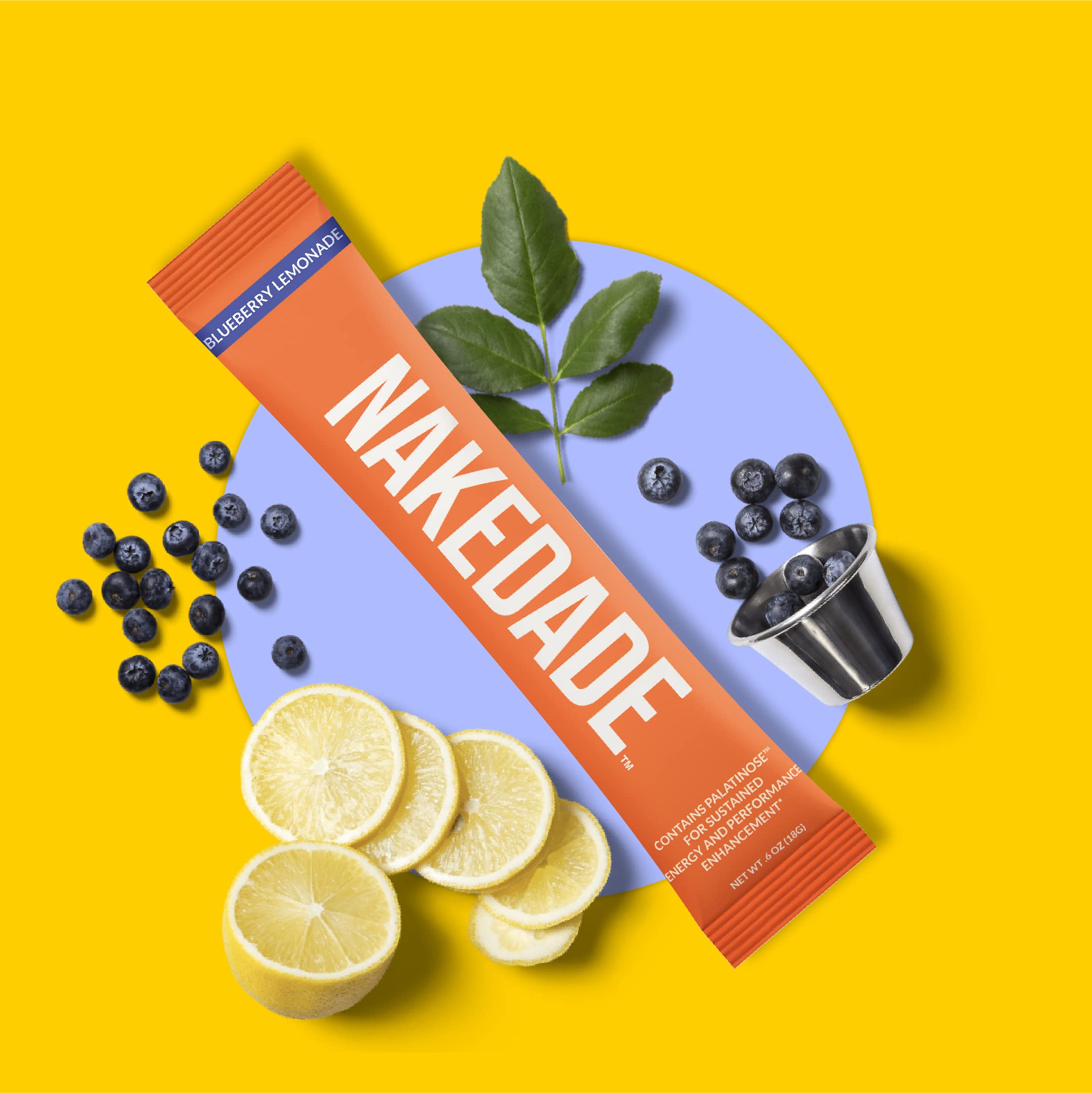 Nakedade mezcla en agua con sabor arándano-limón para entrenamientos.