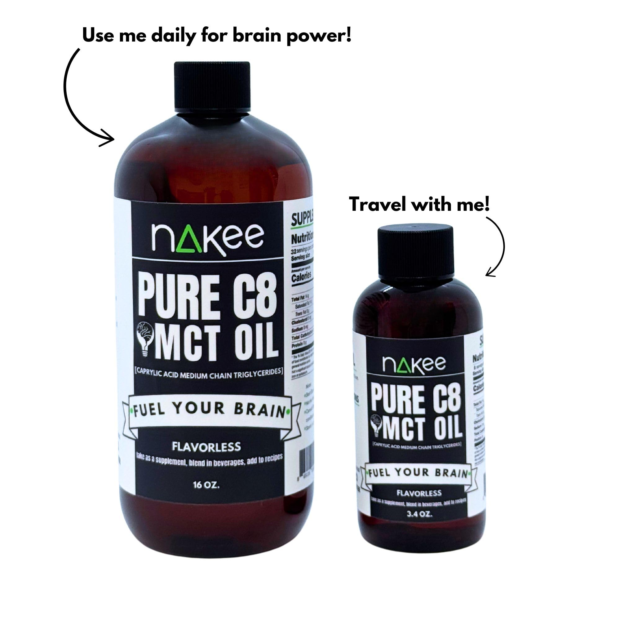 Nakee Butter C8 MCT Oil: origen-coco 100% para una experiencia limpia.