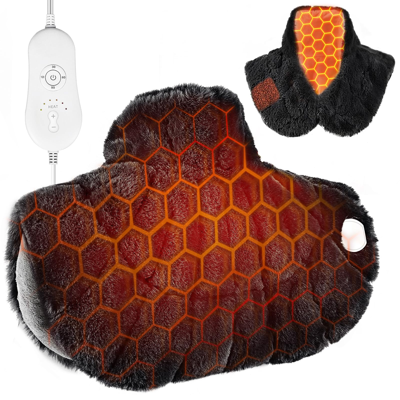 Nalax almohadilla caliente para cuello y hombros, forro de pelo suave para mayor confort.