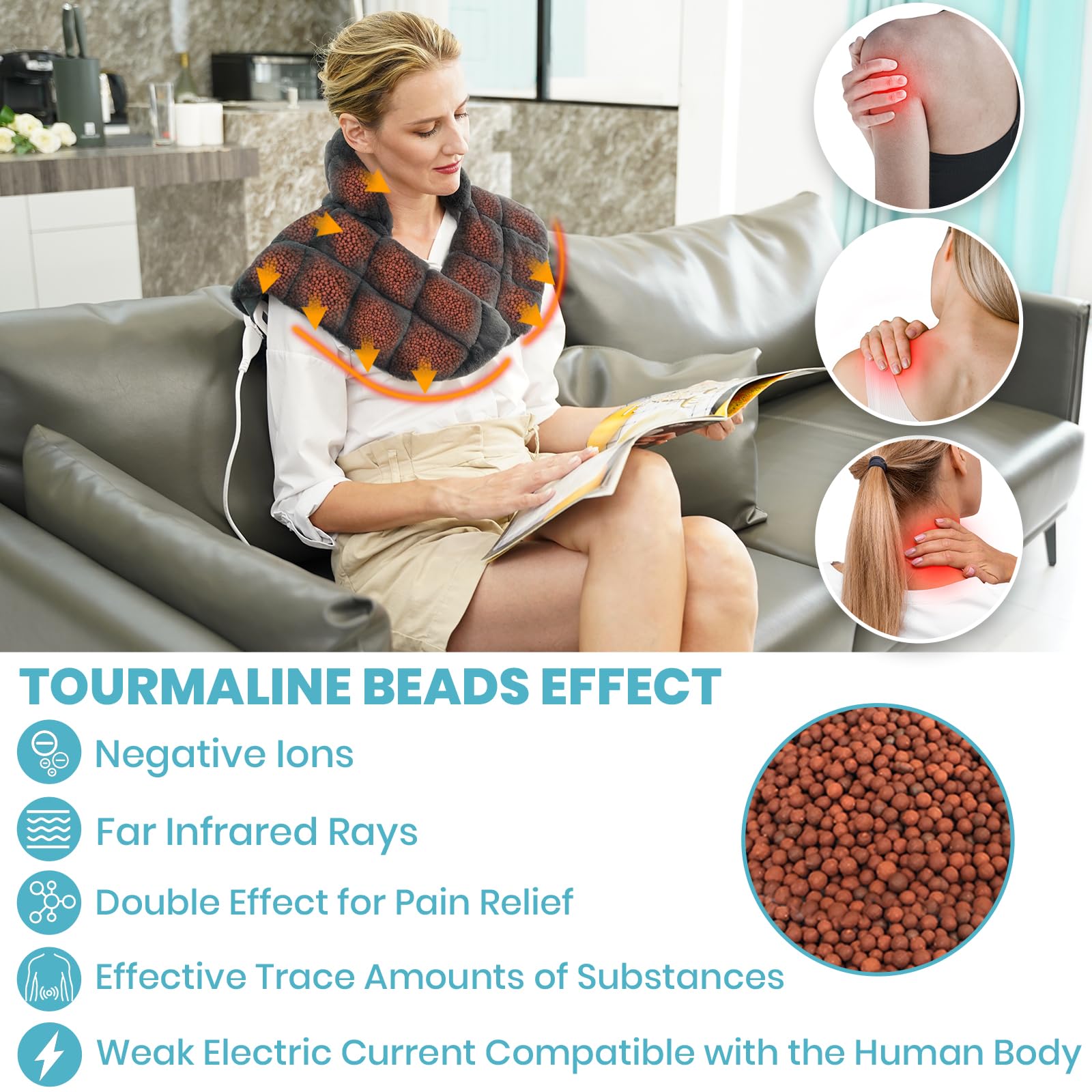 Nalax almohadilla caliente para espalda grande, diseño ergonómico que se adapta al torso.