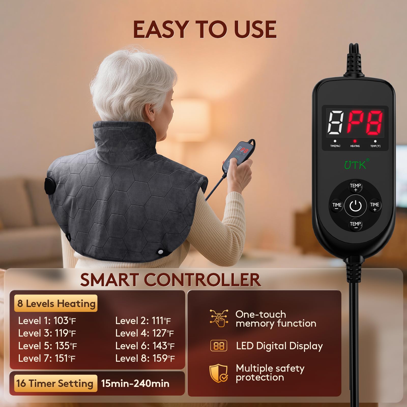 Nalax control digital facilita ajustar calor y temporizador.