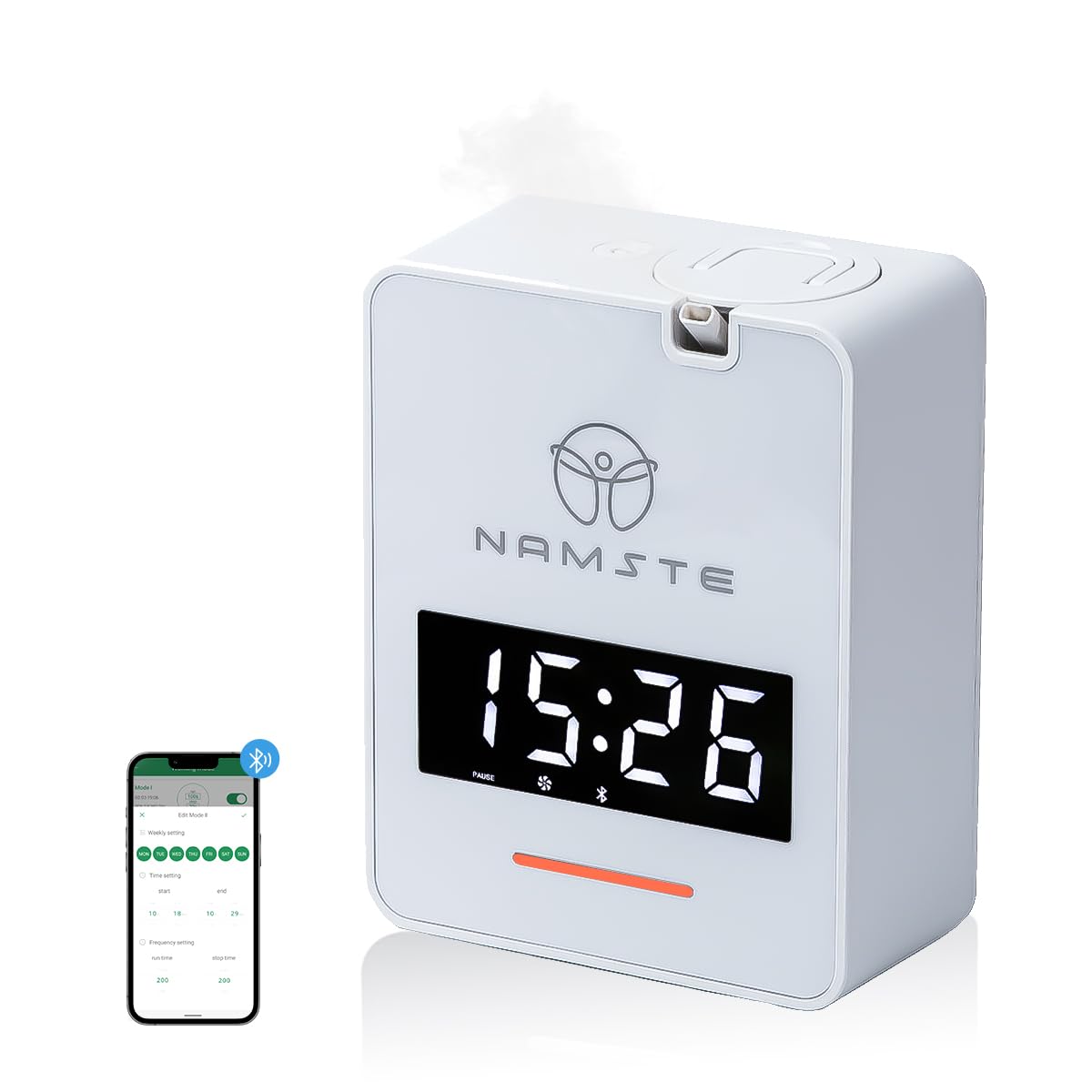 Namste Difusor sin agua con reloj, aroma continuo para espacios.