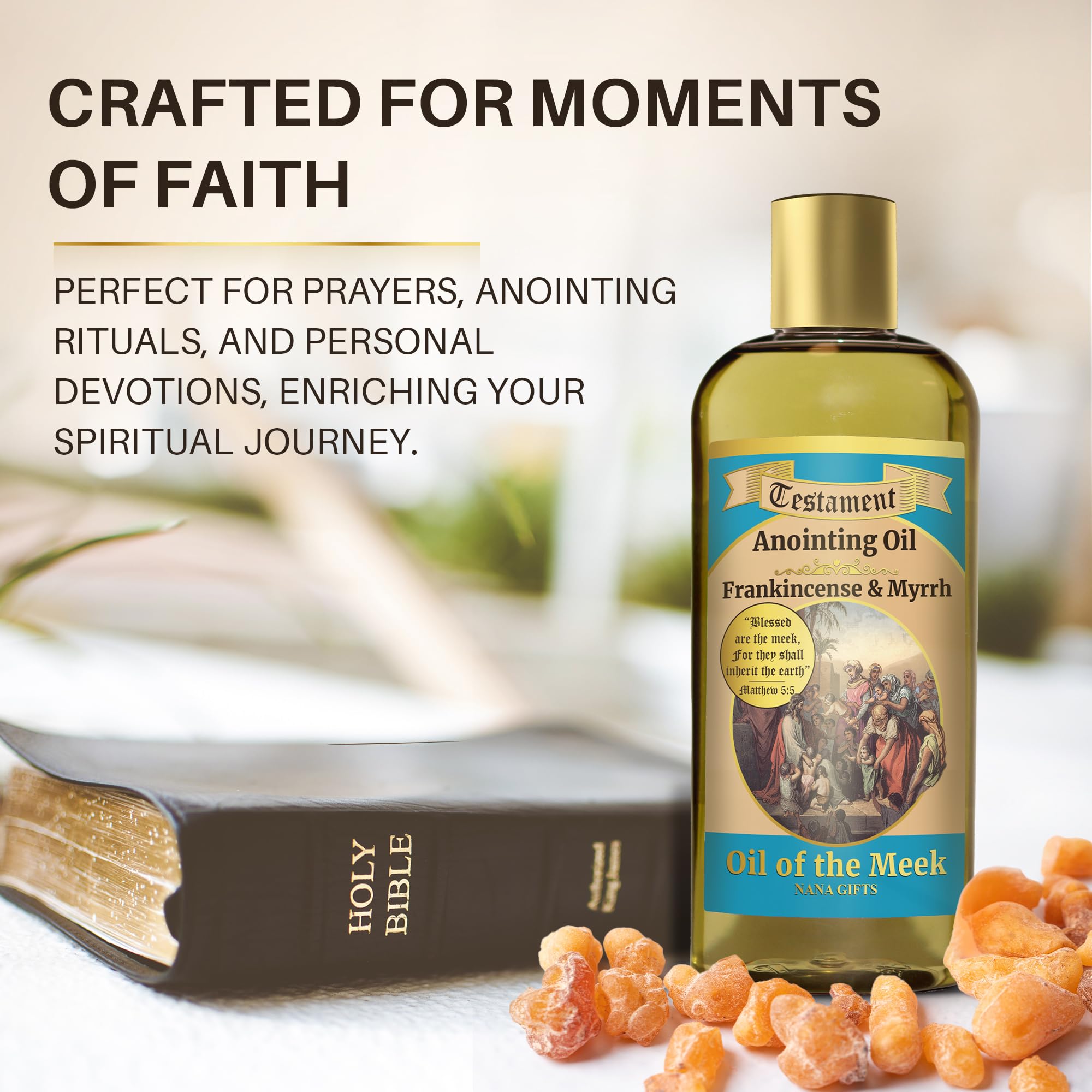 nanagifts testamento aceite ungido, textura sedosa para usar durante la oración.
