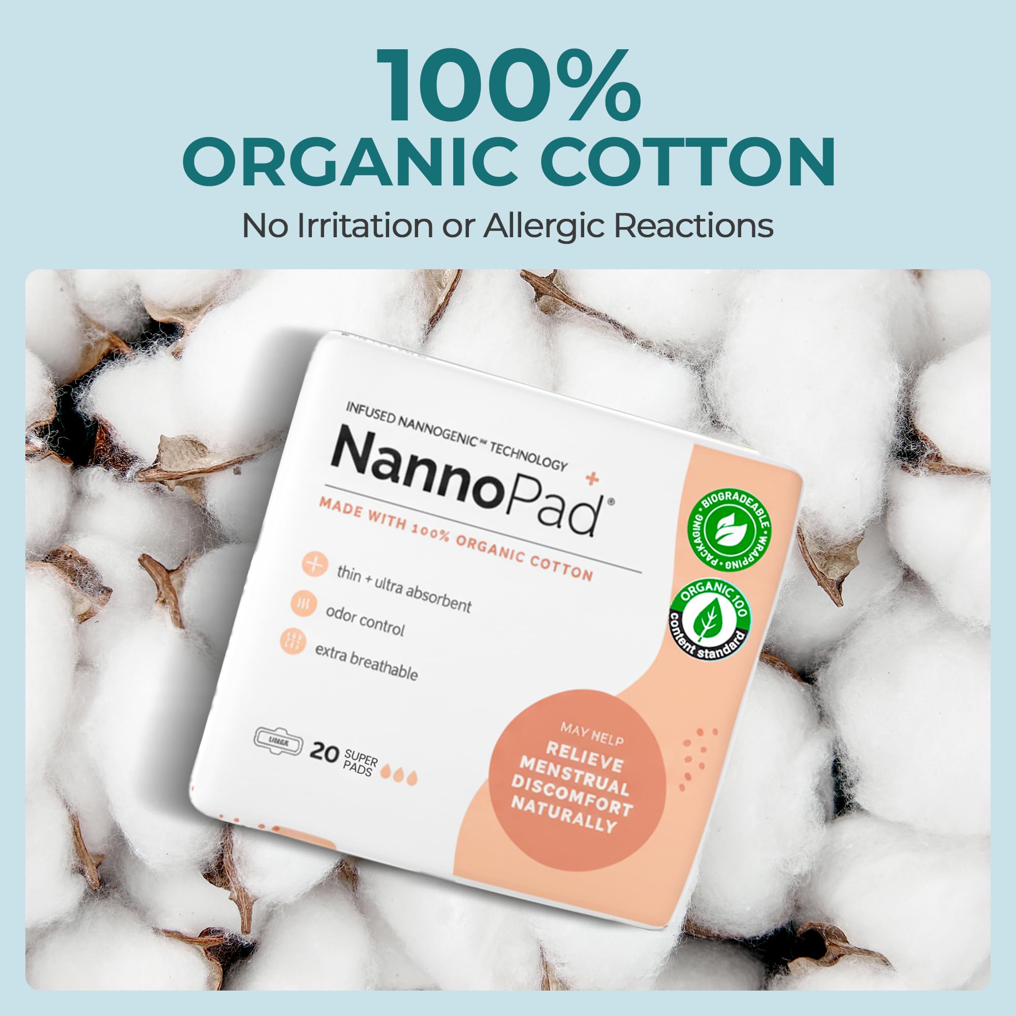 NannoPad ultra fino brinda discreción y absorción durante la noche.