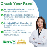 NanoVM, ingredientes seguros sin aditivos ni gluten, para alimentación infantil.