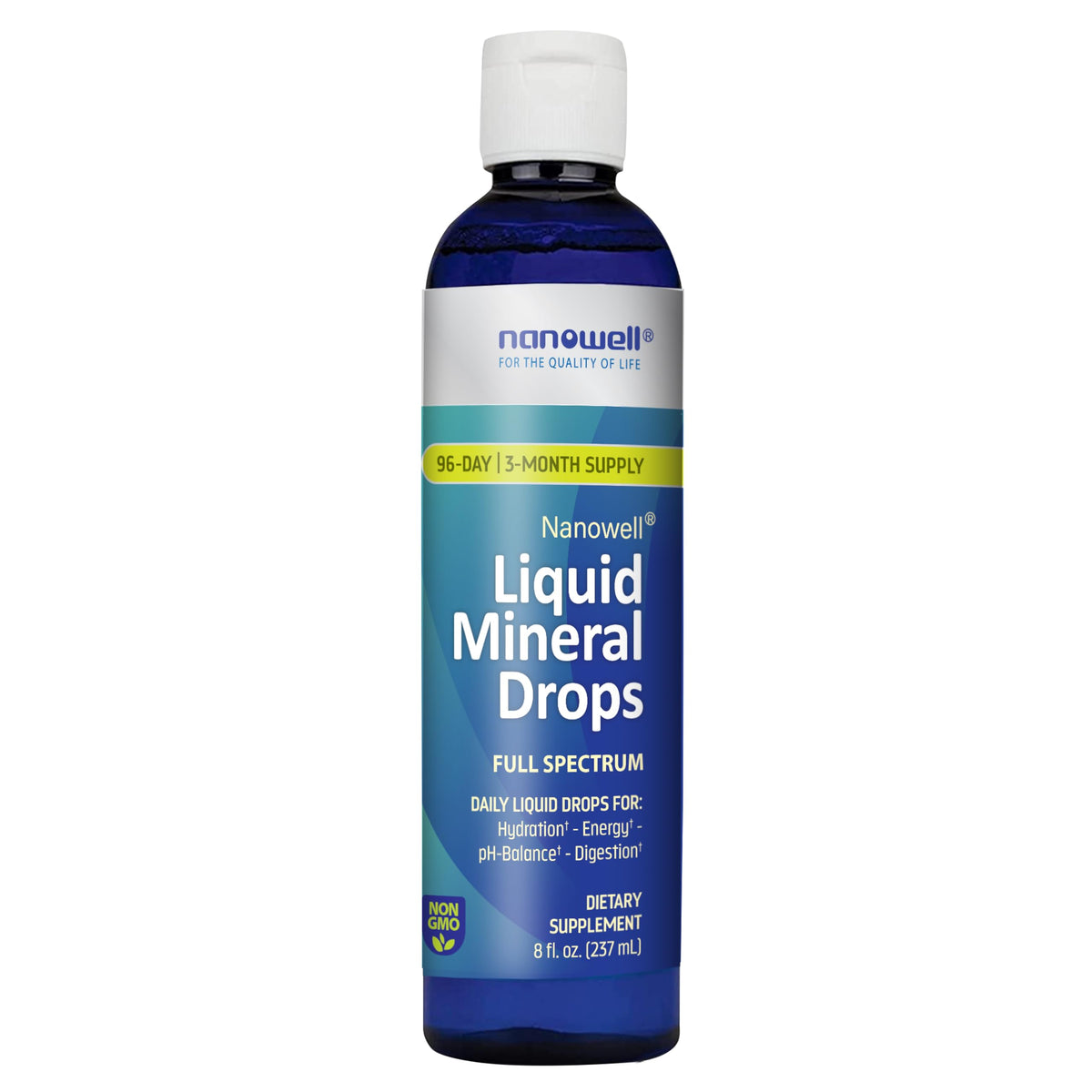NANOWELL Gotas Minerales Líquidas en botella, opción diaria para hidratación y equilibrio.