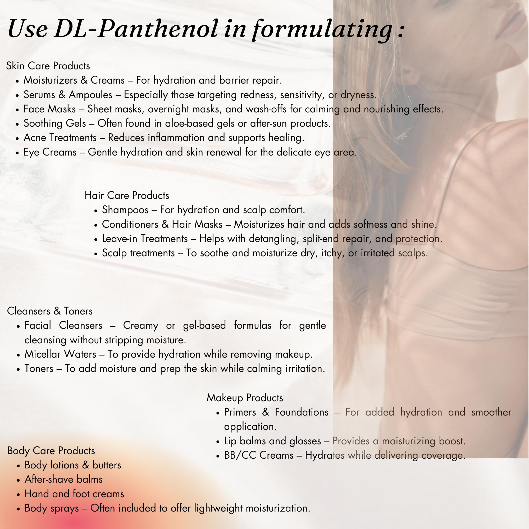 Naples Cosmeceuticals Pantenol, guía de uso en formulaciones cosméticas