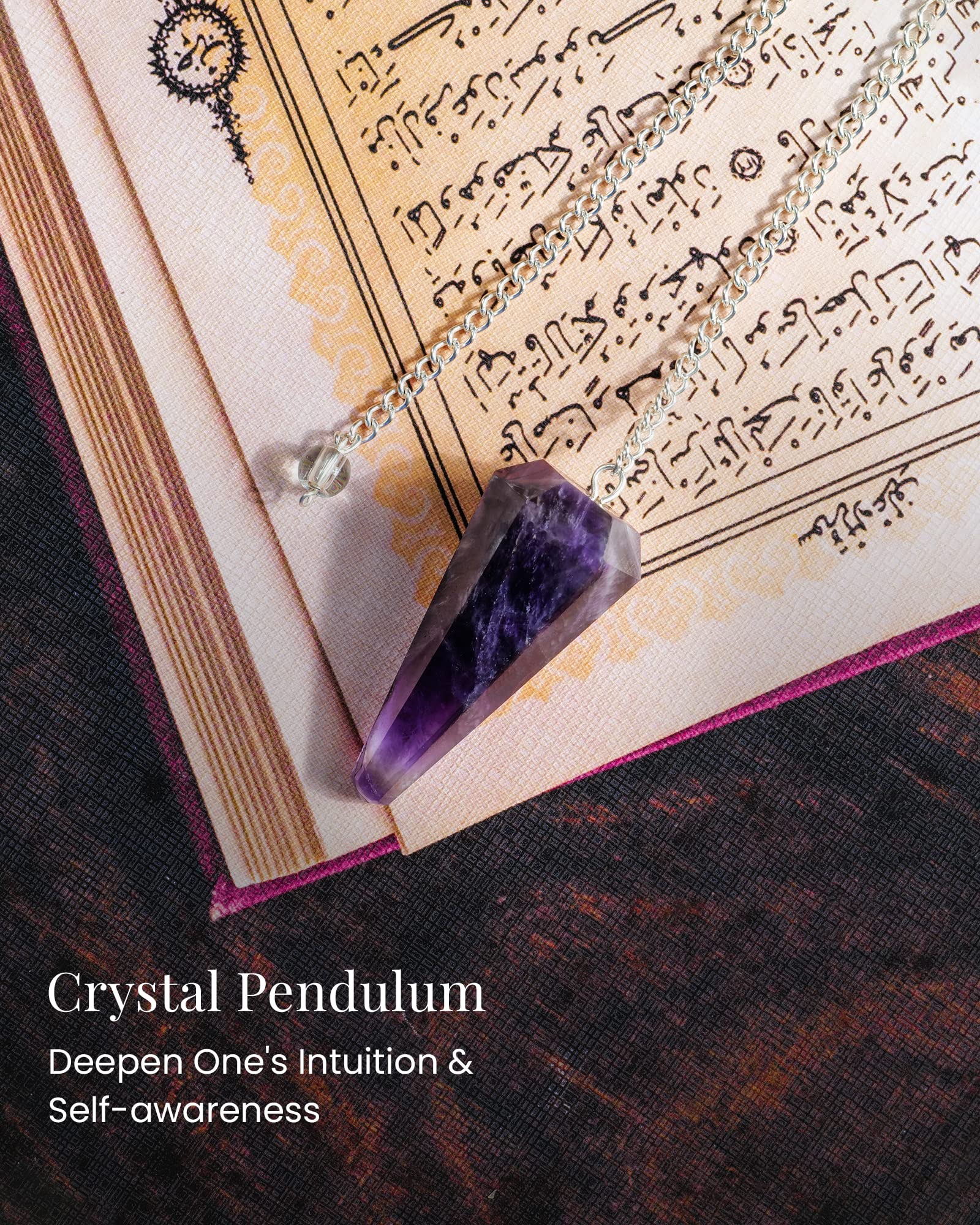 Naribabu pendulo amatista, guia astral para lecturas y aura.
