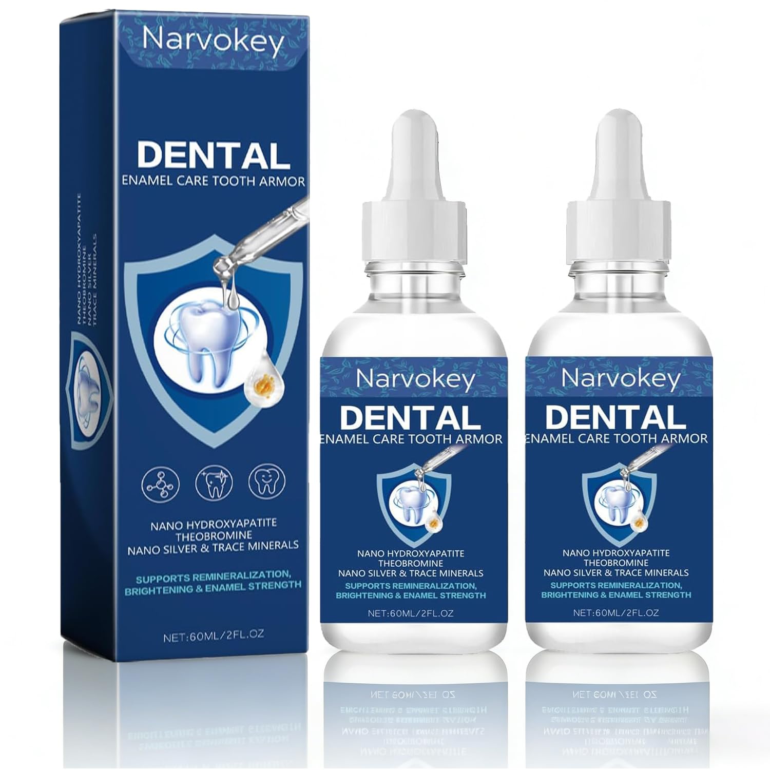 Narvokey Gotas Reparación Caries envase 60ml con dosificación precisa para uso diario.