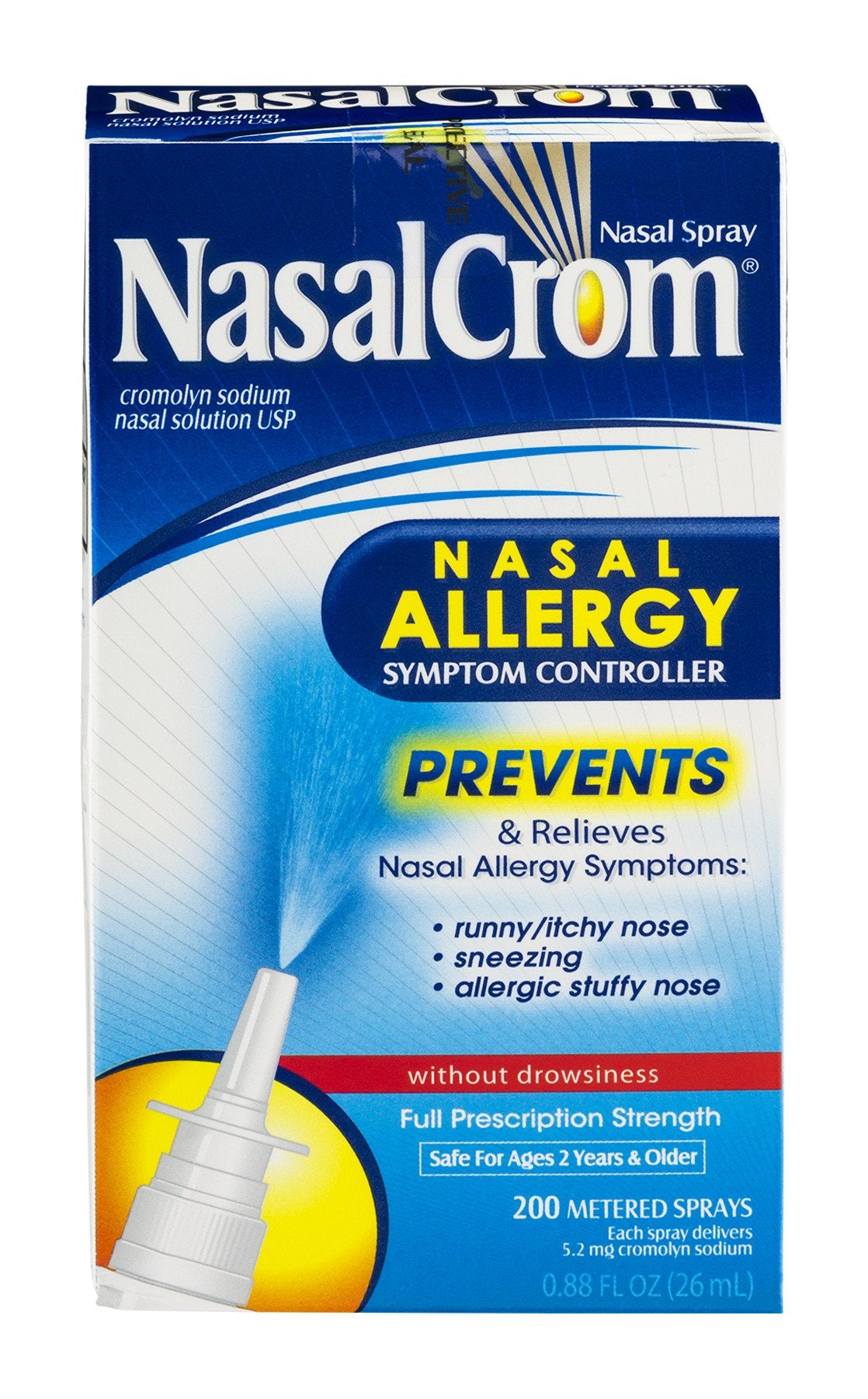 NasalCrom Nasal Atomizador: botella de 200 pulverizaciones lista para uso diario.