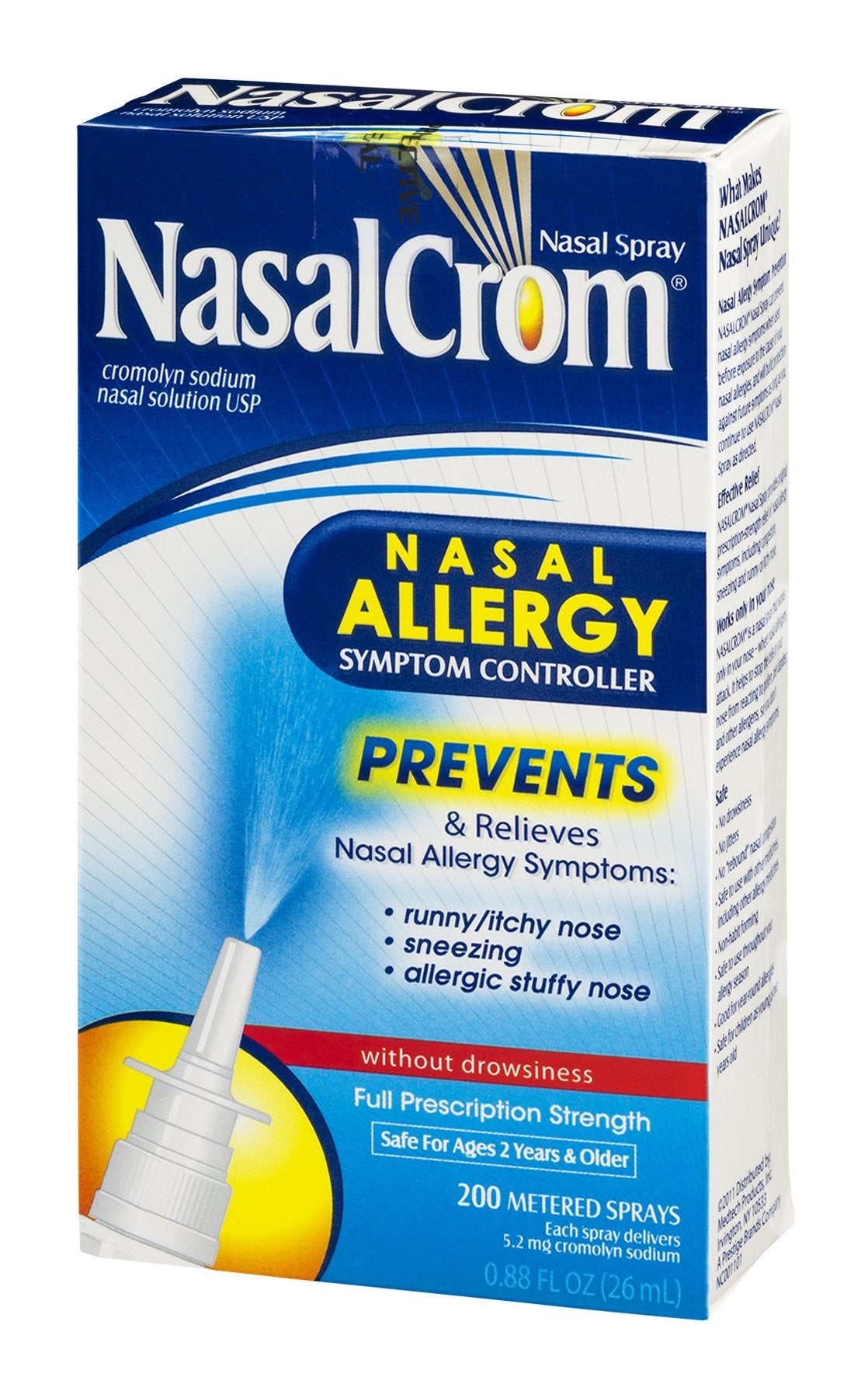 Etiqueta de ingredientes de NasalCrom con información clara.