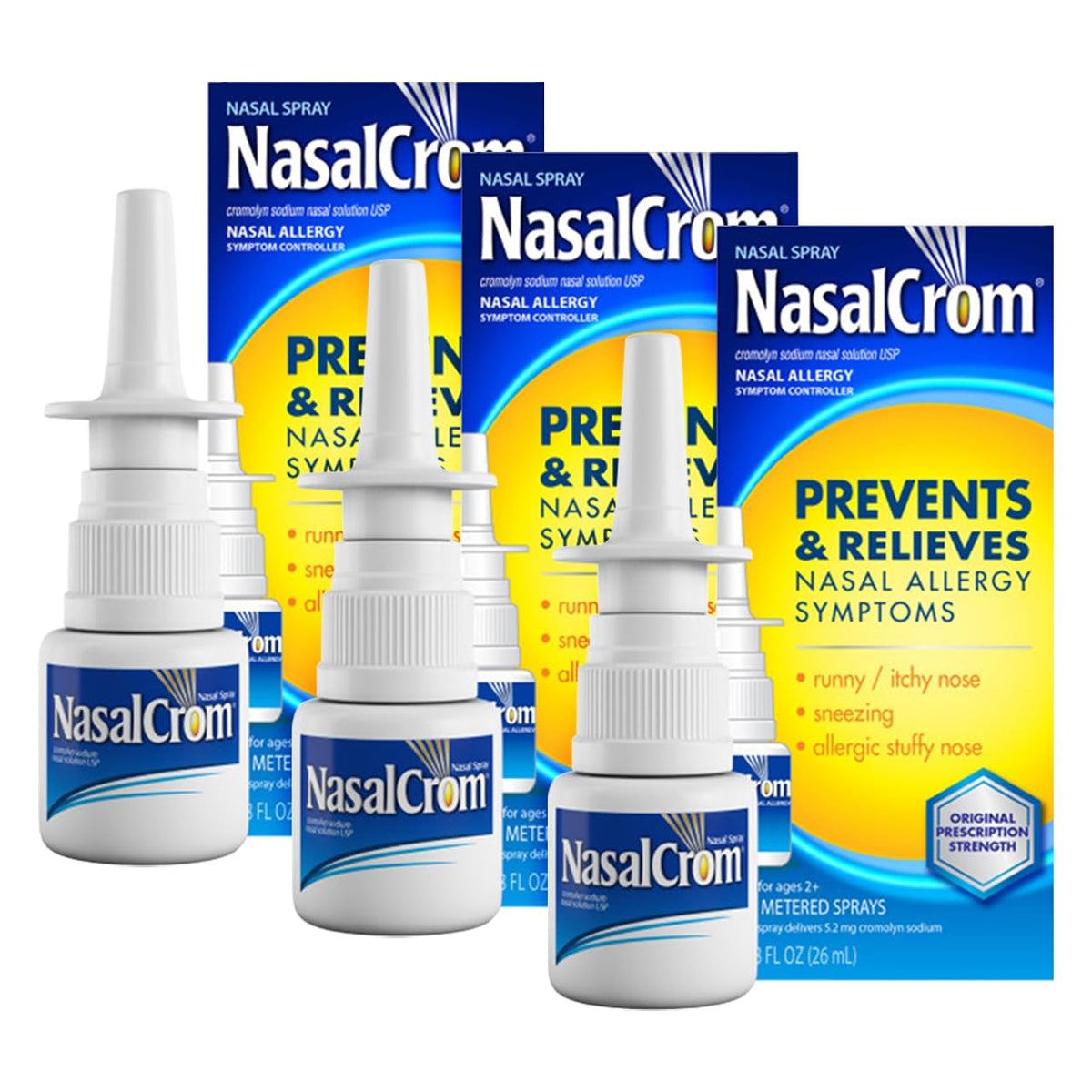 NasalCrom spray nasal para alergias, 200 pulverizaciones, alivio potencial antes de la exposición