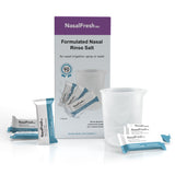 Paquetes salinos individuales de NasalFresh MD listos para disolución rápida en agua.