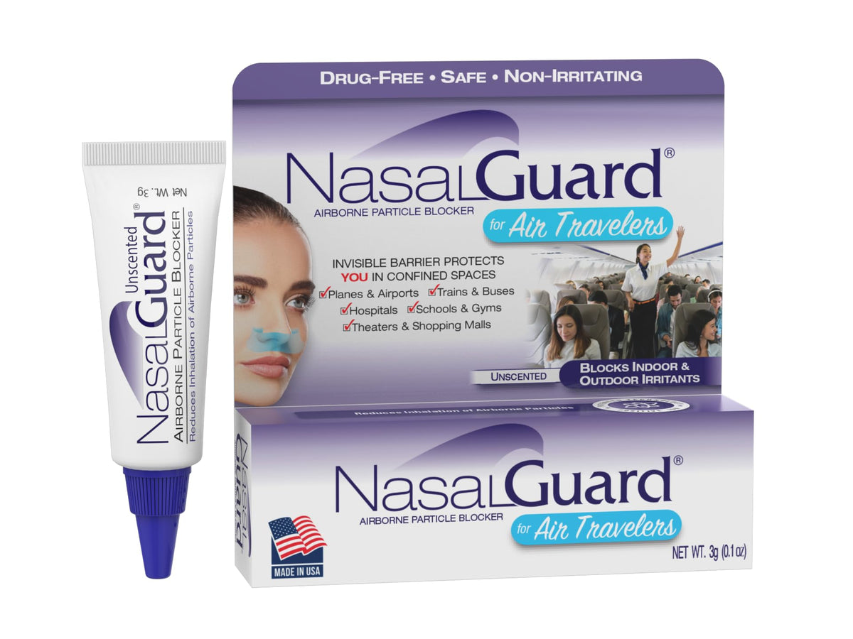 NasalGuard: botella de gel nasal para protección contra partículas durante viajes