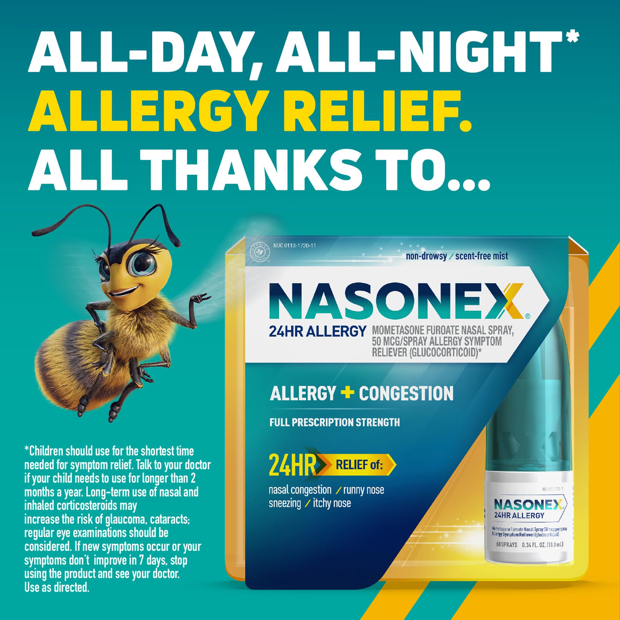 Detalle de la boquilla de spray nasal Nasonex para aplicación suave.