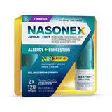 Nasonex spray nasal para alergias; alivio de congestión durante 24 horas.