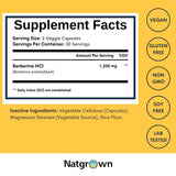Etiqueta nutricional de Natgrown Berberina con porción.
