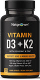 Natgrown: botella vitamin D3 K2 Zinc para soporte diario de la salud ósea
