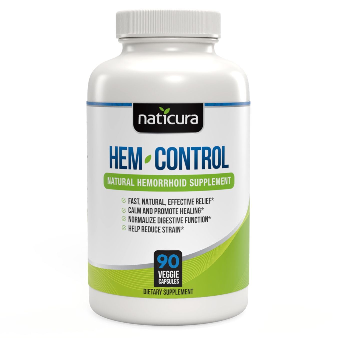 Naticura Hem-Control: botella de cápsulas para uso diario y alivio potencial.