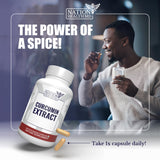 NATION HEALTH MD Curcumin Extract, cápsulas en primer plano, posible alivio para la comodidad articular.