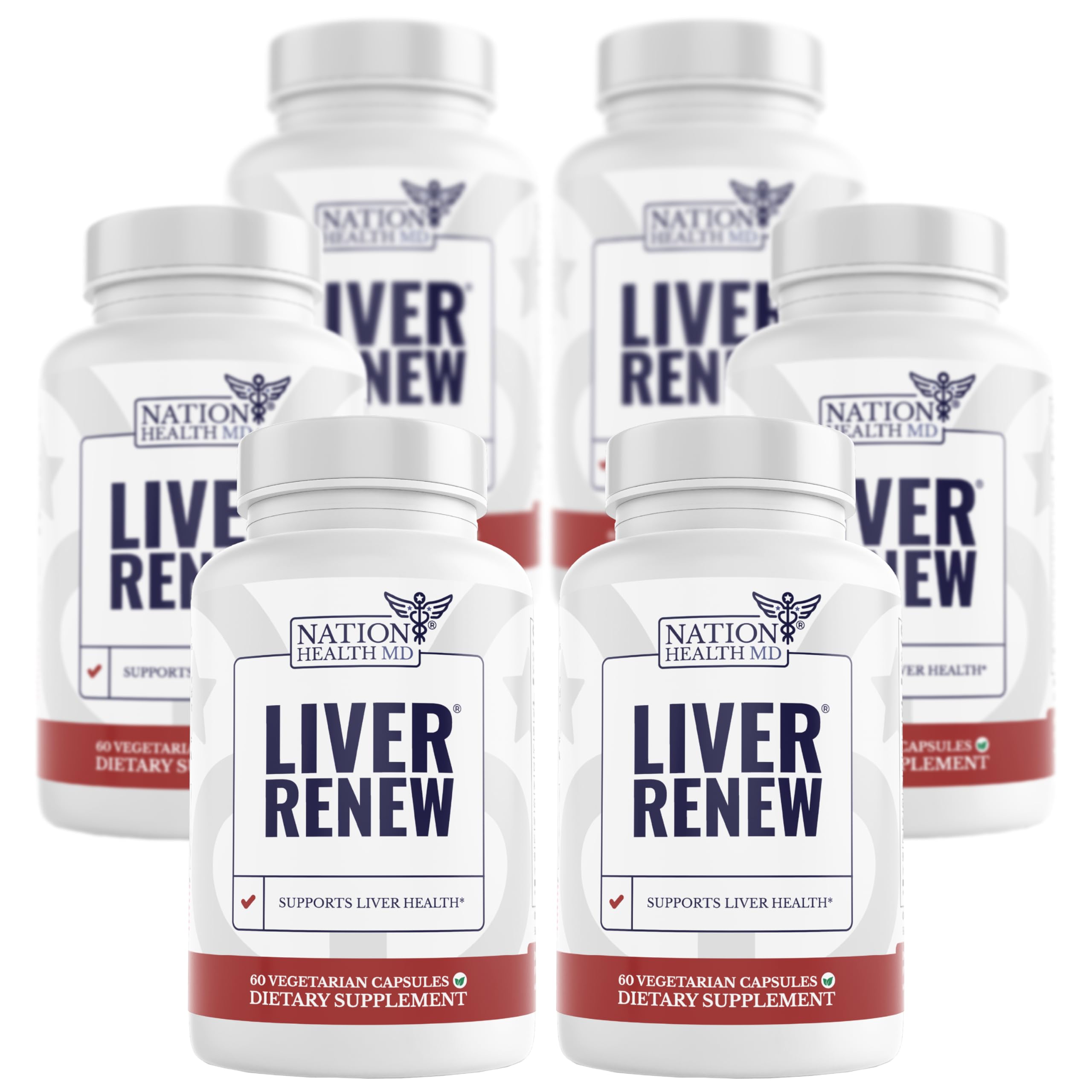 Liver Renew de NATION HEALTH MD, botella frontal, apoyo diario para el bienestar