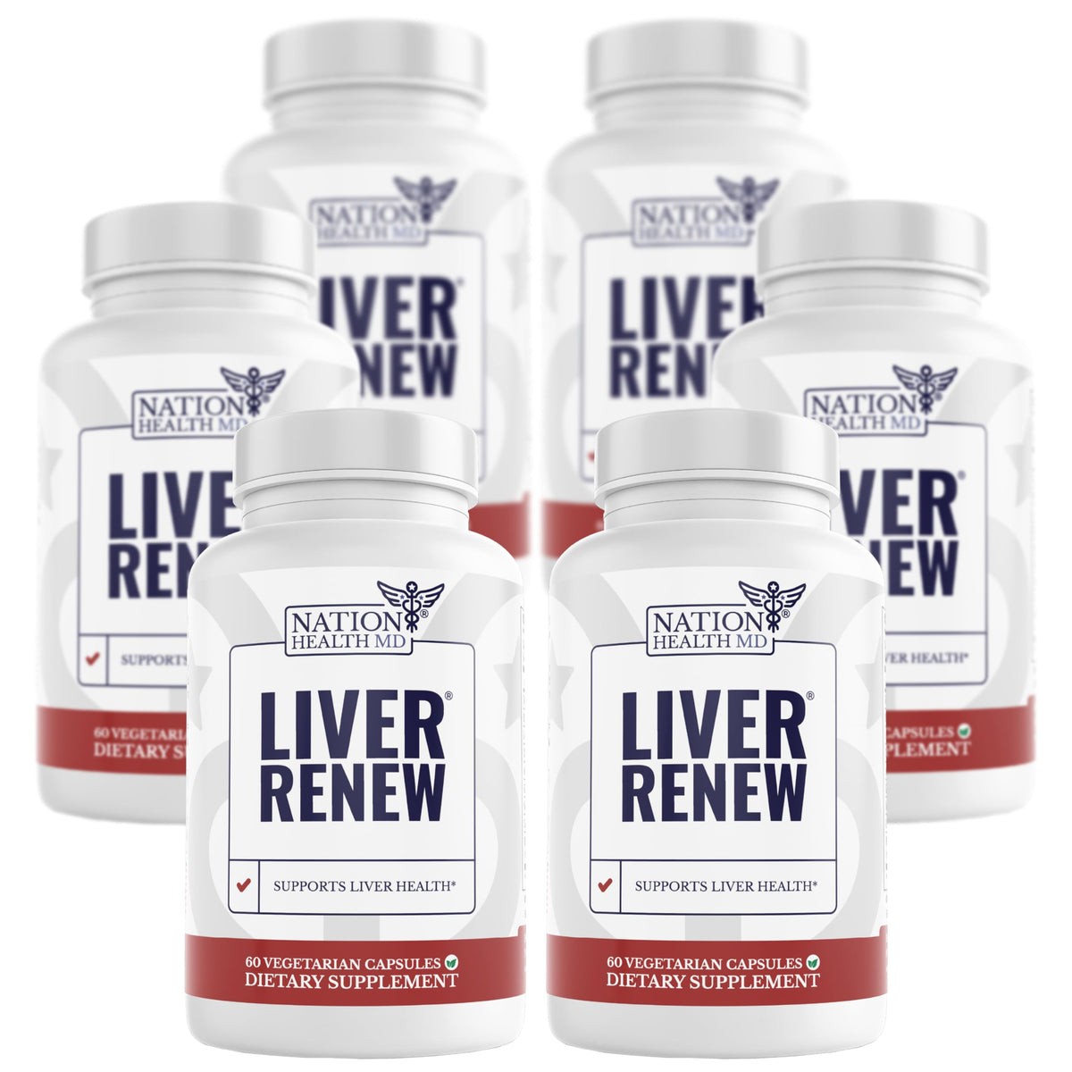 Liver Renew de NATION HEALTH MD, botella frontal, apoyo diario para el bienestar