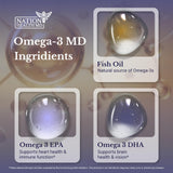 NATION HEALTH MD Omega-3 MD, aceite de limón suave, sabor ligero para tolerancia.